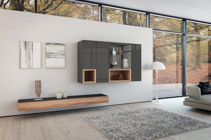 meuble salon suspendu design Hülsta-Neo-gris