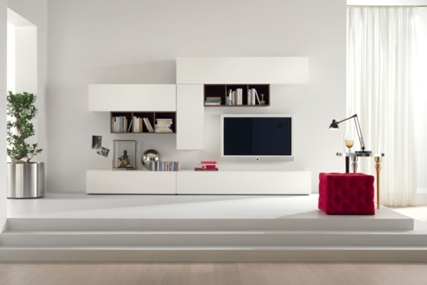 meuble-tv-blanc-design-moderne-tabouret-capitonné