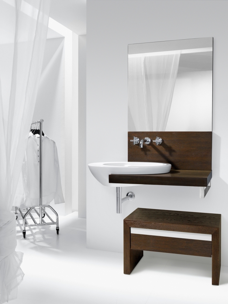 meubles-salle-bains-tabouret-bois-vasque-moderne meubles salle de bains