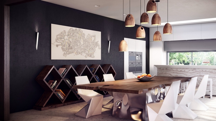 meubles-salle-manger-table-plateau-bois-brut-chaises-ultra-modernes