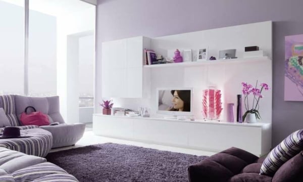 meubles de salon design-moderne-blanc-lilas-doux
