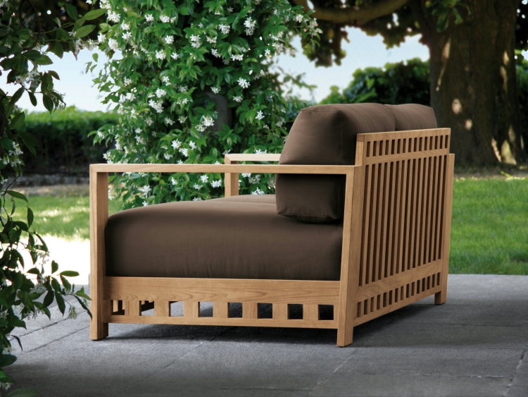 mobilier-jardin-canapé-teck-coussins-marron