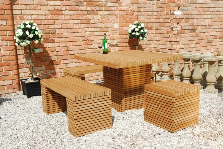 mobilier-jardin-table-lattes-bancs-teck mobilier jardin