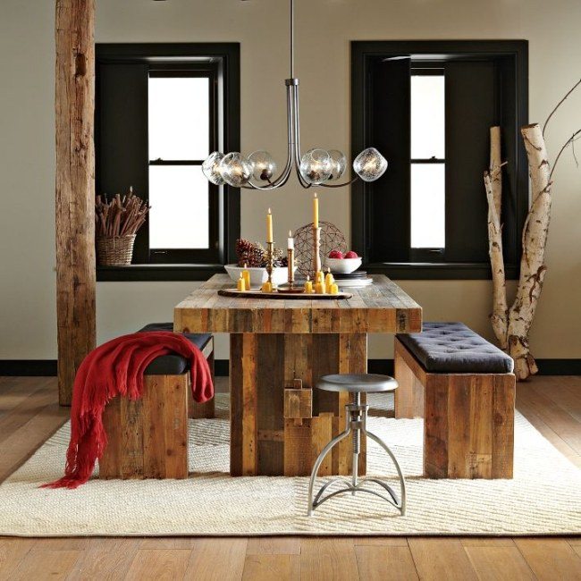 mobilier-salle-à-manger-banc-table-rectangulaire