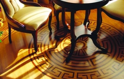 parquet-artistique-rosace-table-chaises