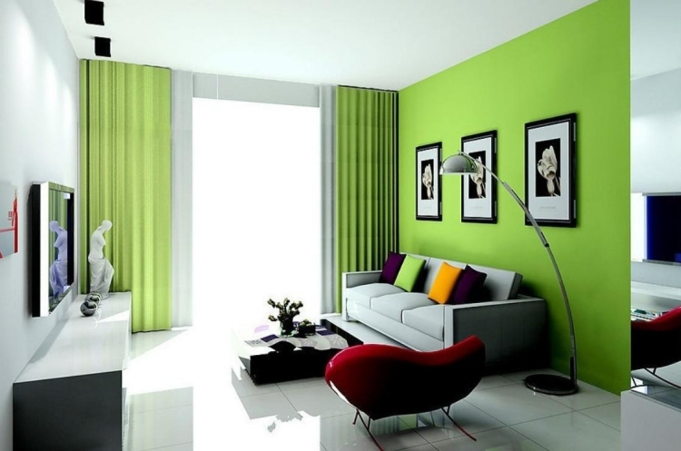 peinture décorative salon super moderne vert