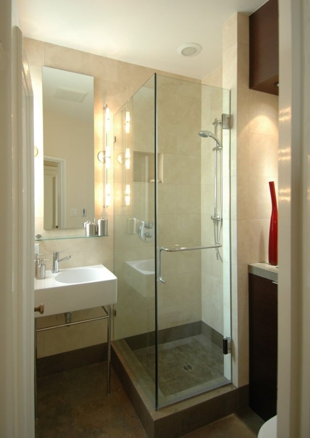 petite salle de bain cabine douche transparente