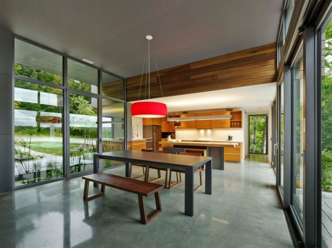 salle-à-manger-design-moderne-banc-table-rectangulaire