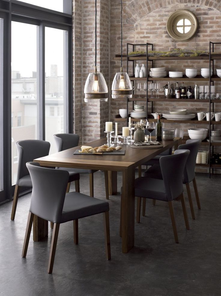 salle à manger design -table-rectangulaire-bois-chaises-bois-anthractire