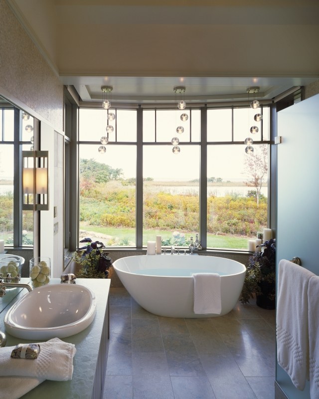 salle bains moderne vasque semi encastrable ovale