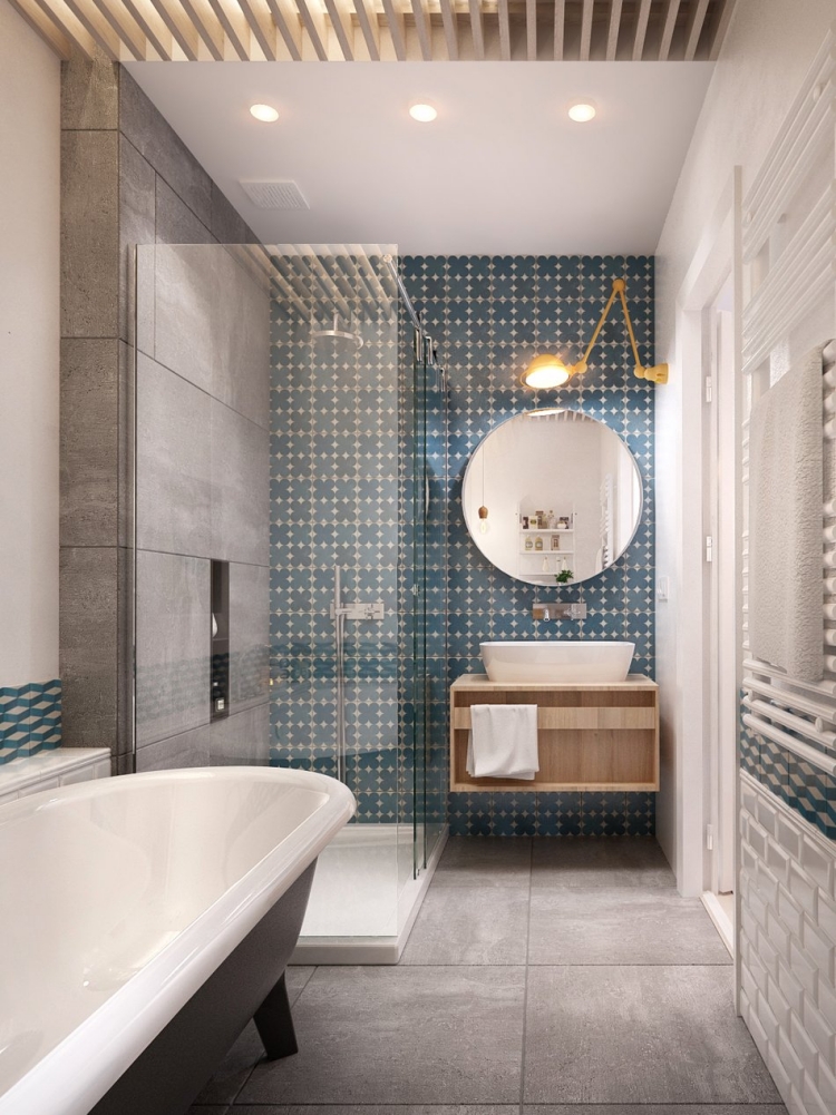 salle de bains design baignoire-ovale-miroir-rond