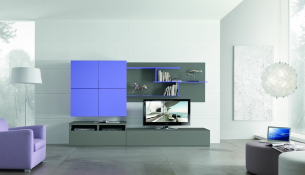 salon-contemporain-meuble-tv-gris-lilas-éclatant