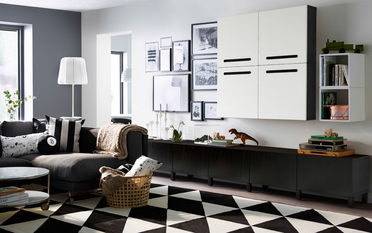 salon noir et blanc de style contemporain- idées par Ikea