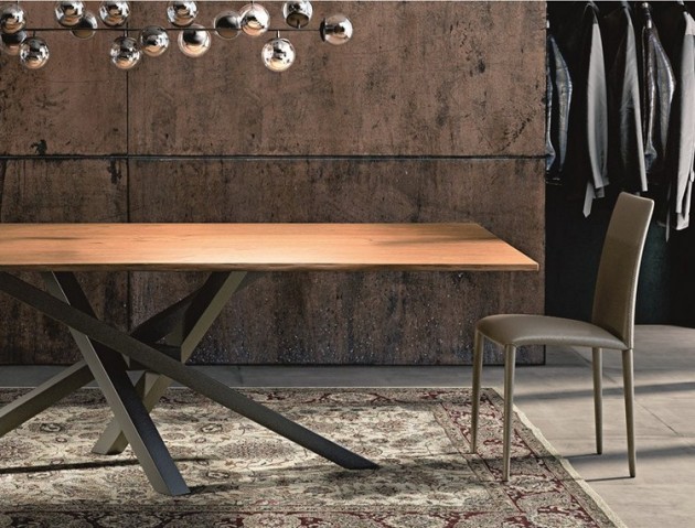 table à manger en bois -design-moderne-pietement-acier-shangai