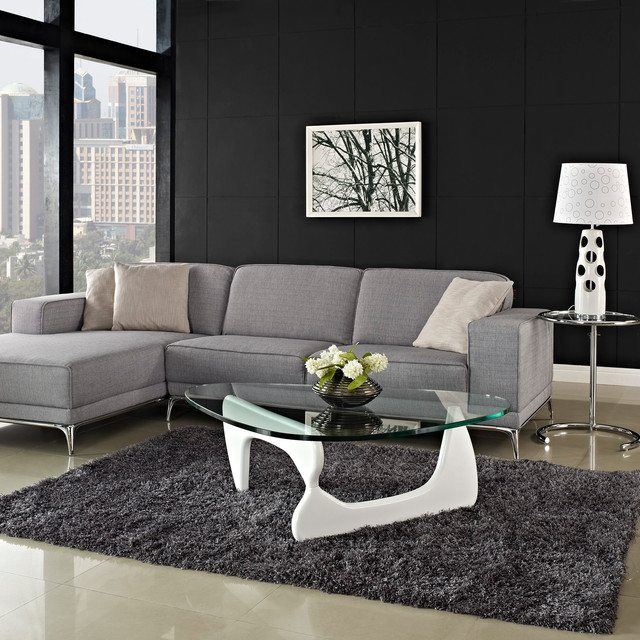 table-basse-verre-trépied-blanc-tapis-gris