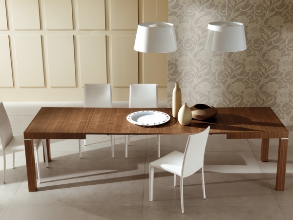 table-manger-moderne-bois-longue-chaises-blanche table à manger moderne