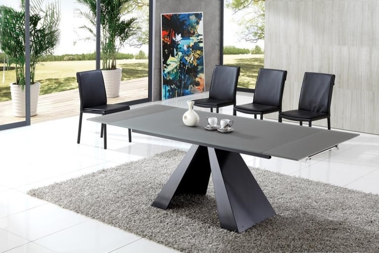 table-salle-manger-Cattelan-Italia-métal-gris-chaises