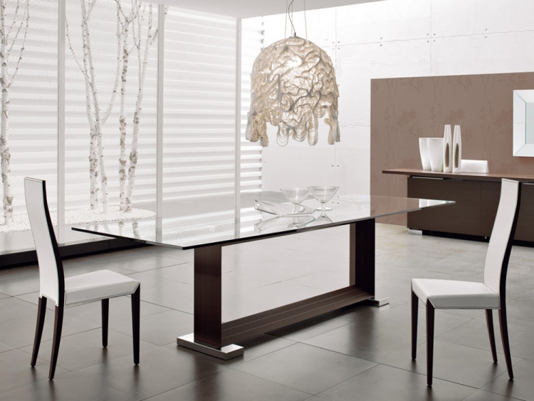 table-salle-manger-bois-massif-verre-chaises-blanc