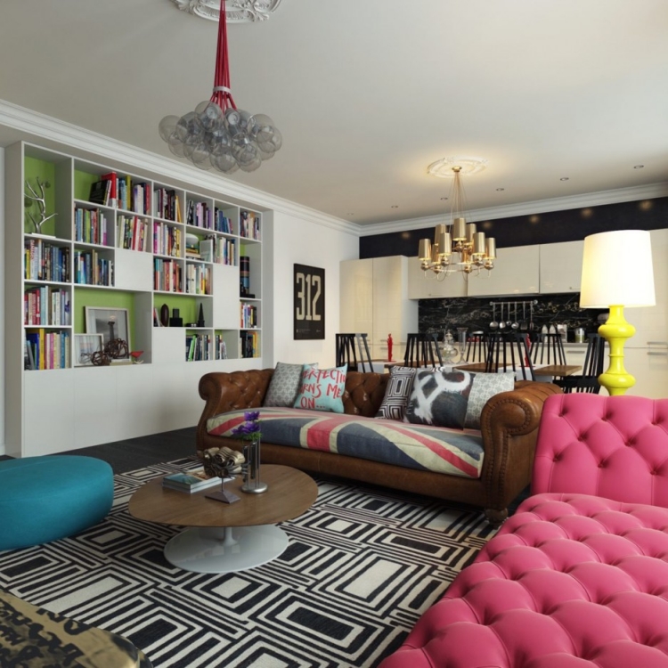 tapis de salon moderne noir blanc-mobilier-couleurs