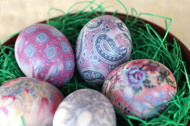 œufs de Pâques originaux-décorés-cravates-soie