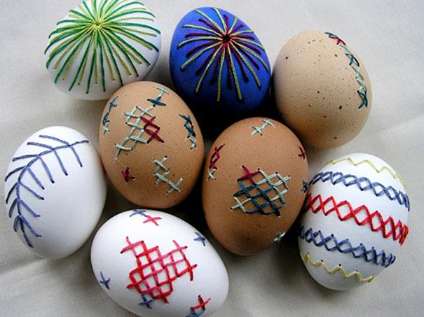 œufs-Pâques-originaux-décorés-fils-broder