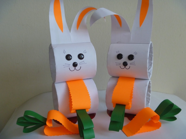 bricolage-Paques-lapins-carton-carottes-papier bricolage Pâques