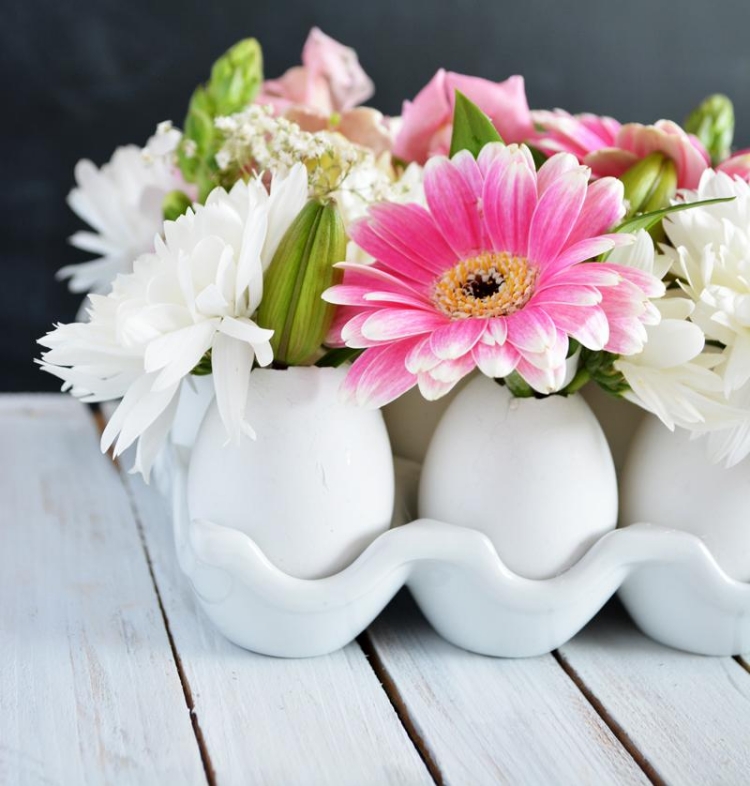 bricolage-Paques-vases-coquilles-fleurs bricolage pour Pâques