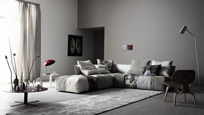canapé de salon design tissu gris motifs floraux PIXEL-Sergio-Bicego-Saba