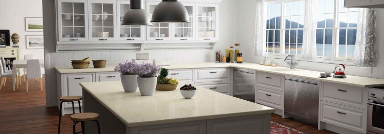 comptoir-cuisine-quartz-îlot-blanc-élégant comptoir cuisine