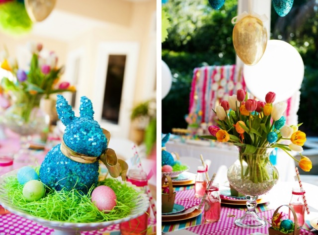 déco-Pâques-table-enfants-lapin-bouquet-tulipes