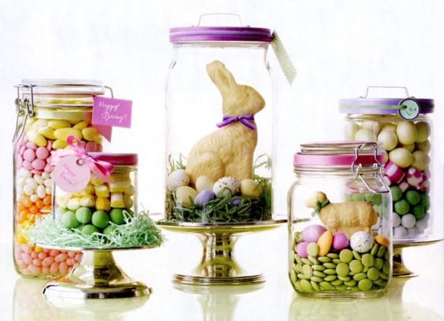 décoration-de-Pâques-cadeau-lapin-chocolat-bonbons-multicolores