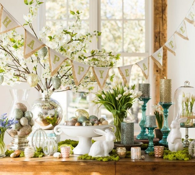 décoration-de-Pâques-guirlandes-DIY-bougies-lapins