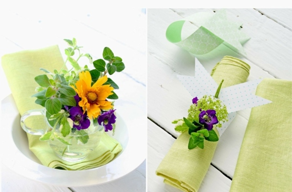 décoration de Pâques idee-superbe-table-nappe-vert-rond-serviette