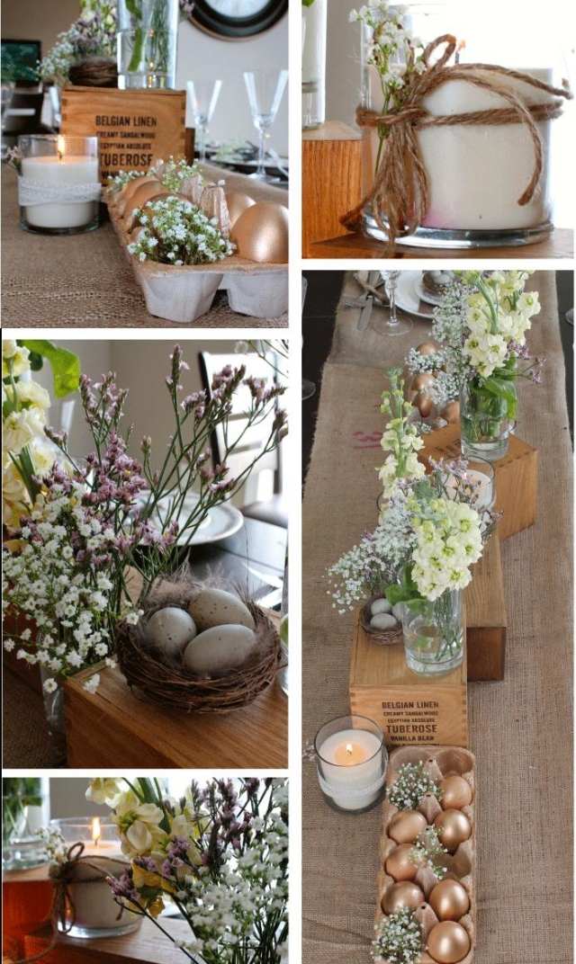 décoration-de-Pâques-theme-rustique-fleurs-oeufs
