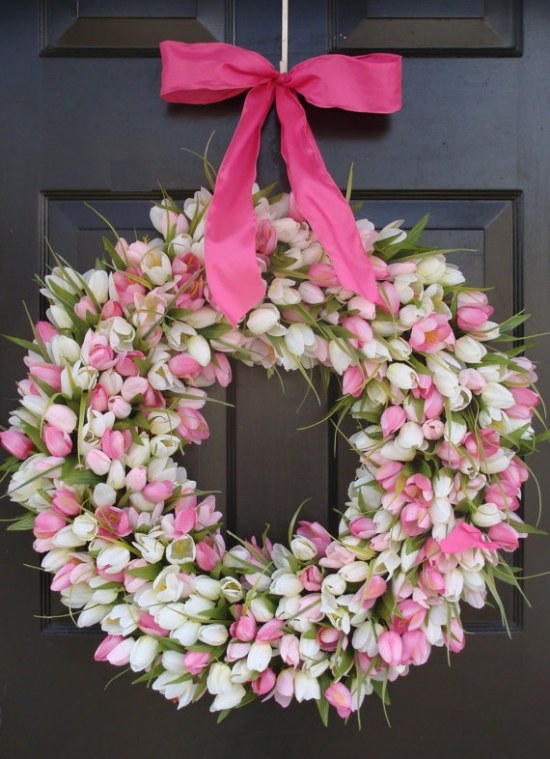 décoration-printemps-tulipes-blanc-rose décoration printemps