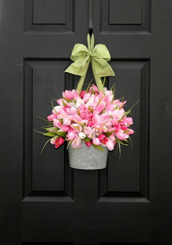 décoration-printemps-tulipes-pot-ruban décoration printemps