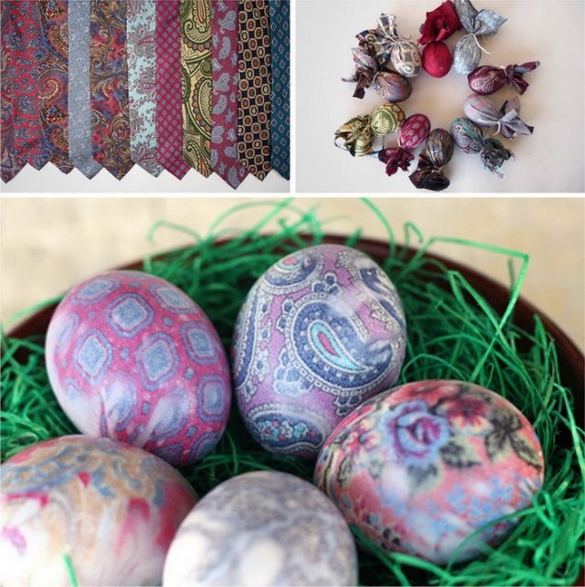 décorer des œufs de Pâques imprimer-motifs-cravates-soie