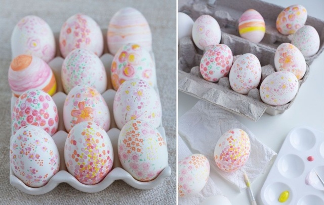 décorer des œufs de Pâques peinture-aquarelle-couleurs
