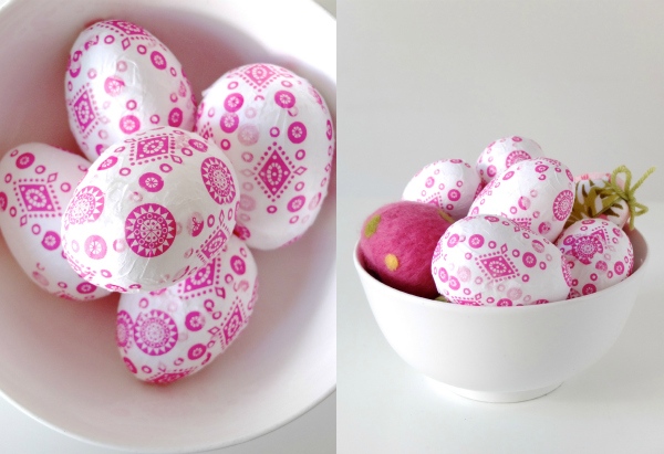décorer des œufs de Pâques serviettes-papier-motifs-roses