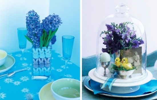 decoration-Paques-fleurs-bleues-oeufs-lapins