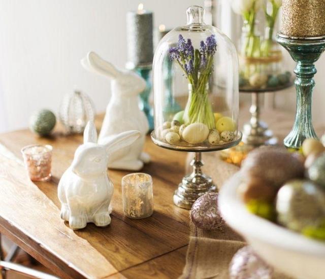 decoration-paques-lapins-porcelaine-fleurs-oeufs décoration pour Pâques