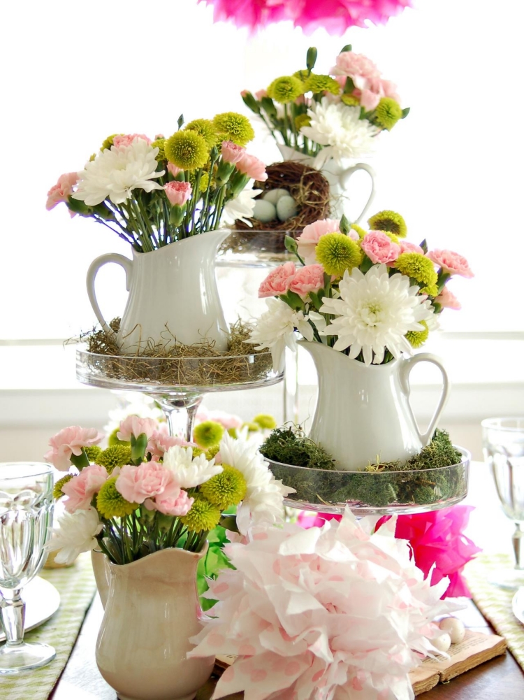 decoration-table-Paques-bouquets-fleus-printanières décoration de table