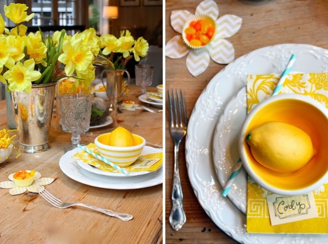 décoration-de-Pâques-table-citron-jacinthe