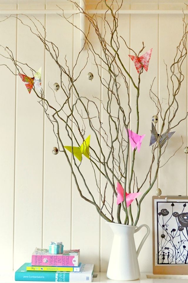 décoration de la maison arbre-Pâques-branches-papillons