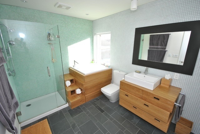 idées-déco-salle-bains-accents-bois-sous-lavabo-armoires