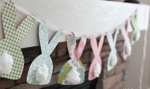 joyeuses Pâques guirlande-lapins-tissu-motifs-cotton