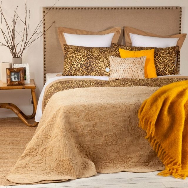 linge de lit imprimé animaux couverture orange