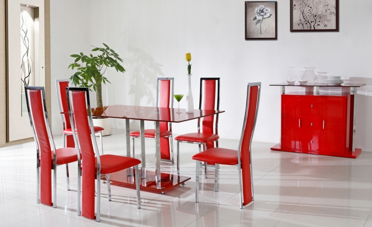 meuble-salle-à-manger-coin-repas-couleur-rouge