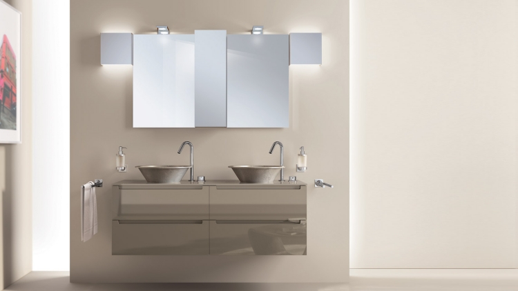 meuble-salle-bain-Scavolini-gris-finition-brillante meuble salle de bain