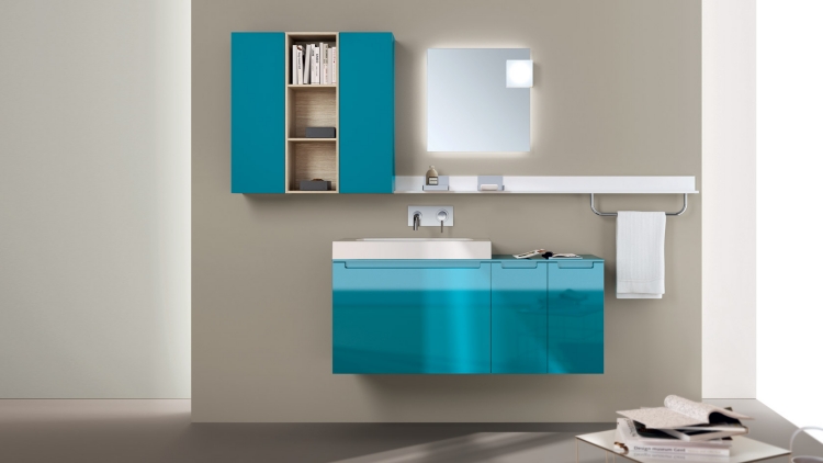 meuble-salle-bain-turquoise-miroir-LED meuble salle de bain